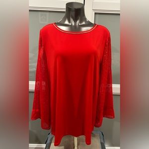 JM COLLECTION WOMEN'S TUNIC TOP WITH GOLDEN-NECKLINE-TRIM